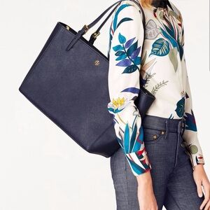 Tory Burch navy blue work tote bag